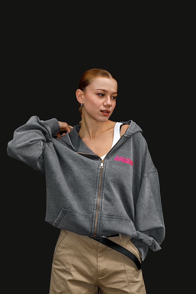 Зіп-худі Washed графіт - 1