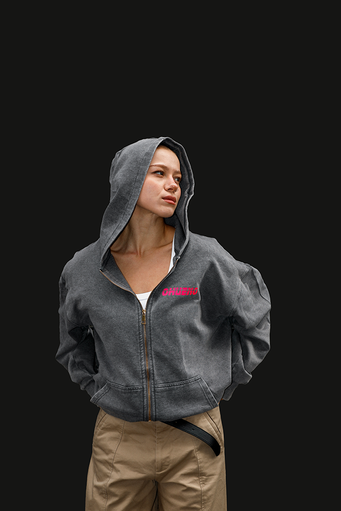 Зіп-худі Washed графіт - 1