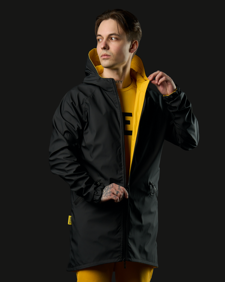 Double-sided raincoat (black-yellow) 2.0